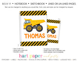 Dump Truck Personalized Notebook or Sketchbook School & Office Supplies - Everything Nice