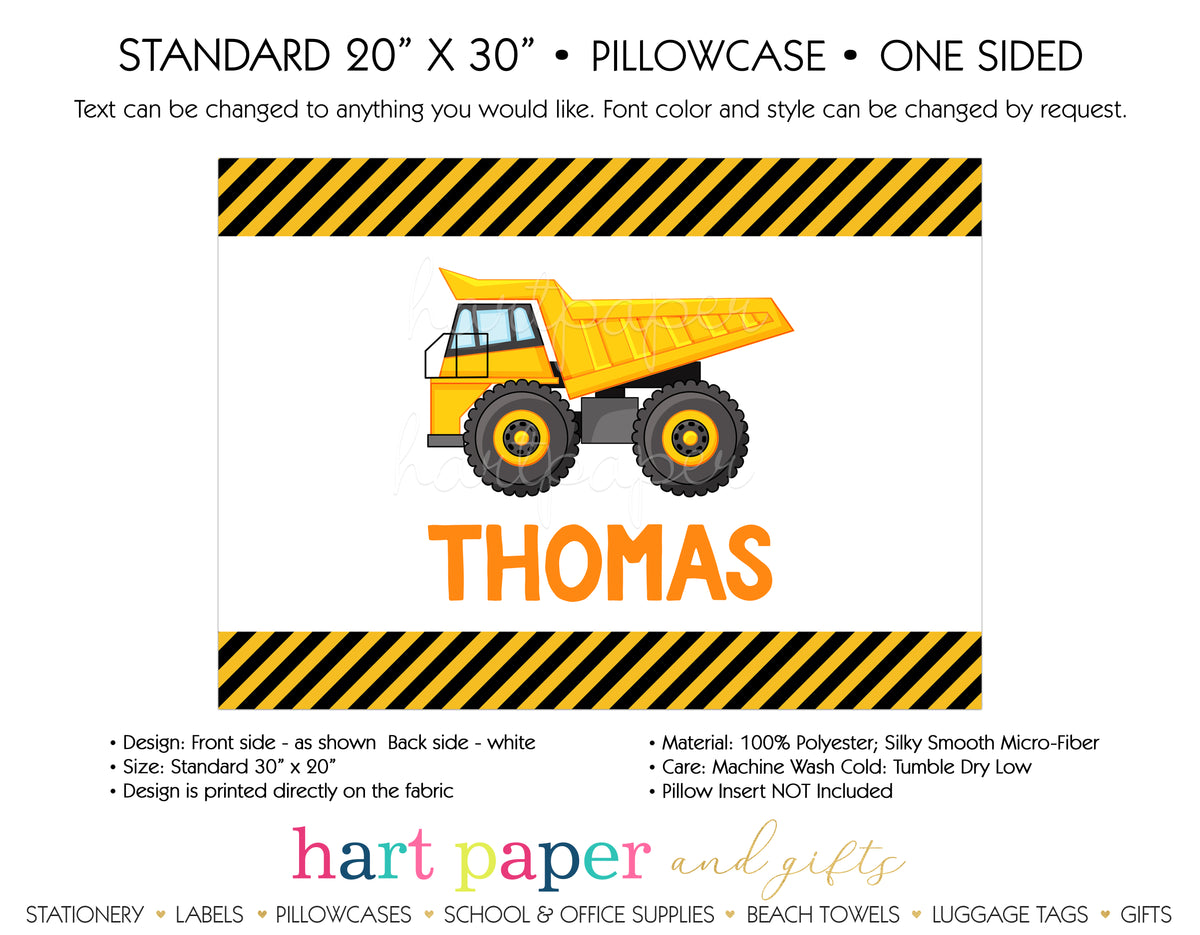 Dump Truck Personalized Pillowcase Pillowcases - Everything Nice