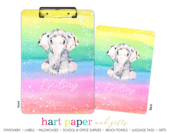 Rainbow Elephant Personalized Clipboard School & Office Supplies - Everything Nice