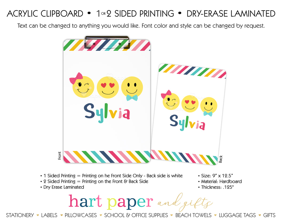 Rainbow Emoji Happy Face Personalized Clipboard School & Office Supplies - Everything Nice