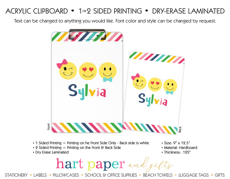 Rainbow Emoji Happy Face Personalized Clipboard School & Office Supplies - Everything Nice