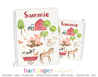 Farm Animals Personalized Notebook or Sketchbook School & Office Supplies - Everything Nice