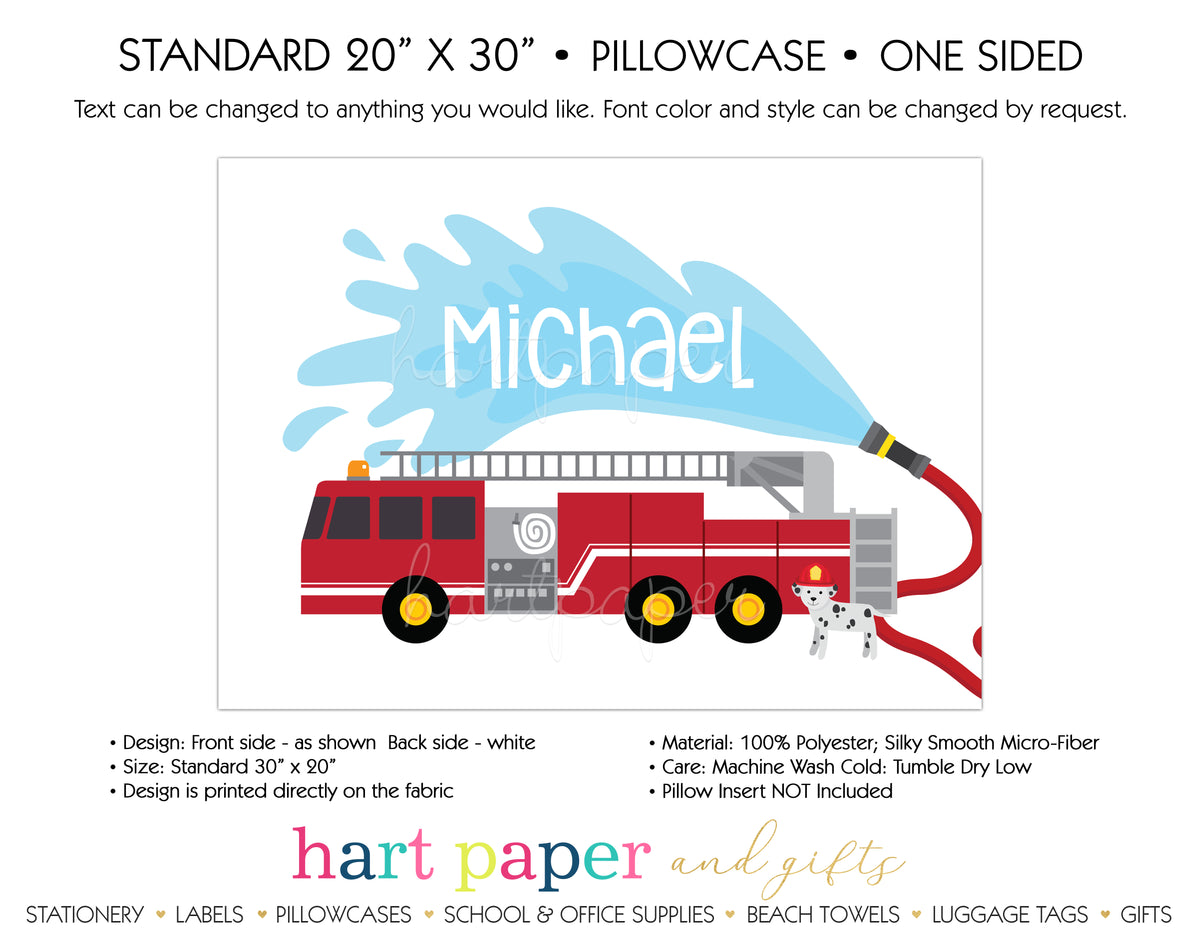 Firetruck Personalized Pillowcase Pillowcases - Everything Nice