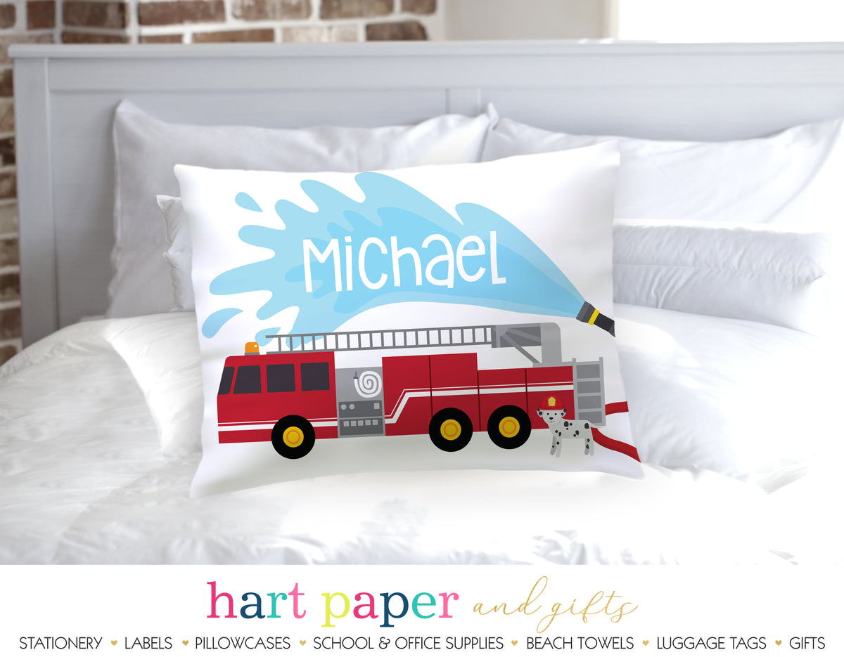 Firetruck Personalized Pillowcase Pillowcases - Everything Nice