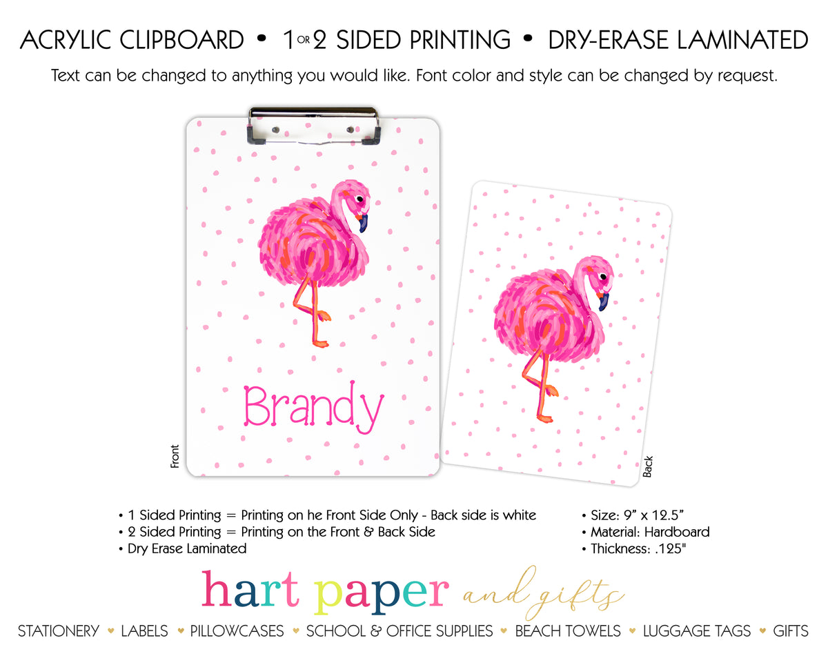 Pink Flamingo Personalized Clipboard School & Office Supplies - Everything Nice