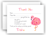 Pink Flamingo Thank You Cards Note Card Stationery •  Fill In the Blank Stationery Thank You Cards - Everything Nice