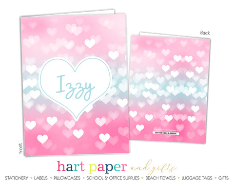 Sparkle Hearts Personalized 2-Pocket Folder School & Office Supplies - Everything Nice
