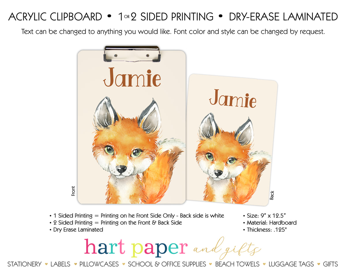 Fox Personalized Clipboard School & Office Supplies - Everything Nice