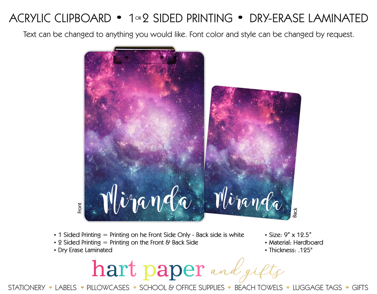 Space Galaxy Stars Sky Personalized Clipboard School & Office Supplies - Everything Nice
