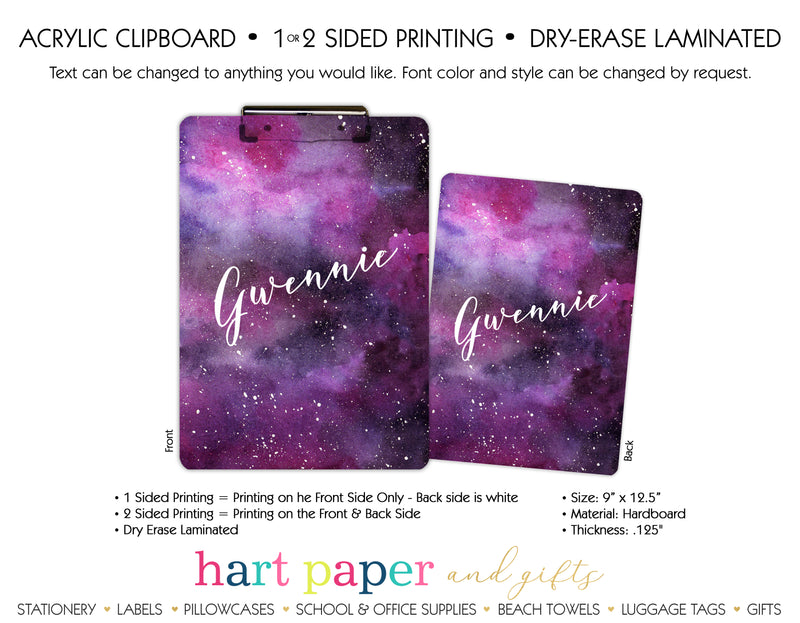 Space Galaxy Stars Sky Personalized Clipboard School & Office Supplies - Everything Nice