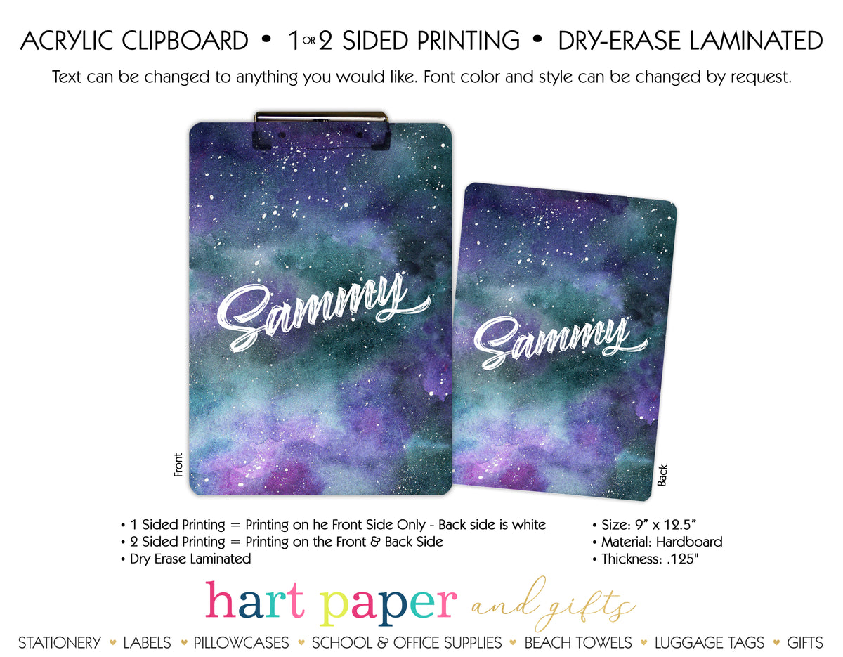 Space Galaxy Stars Sky Personalized Clipboard School & Office Supplies - Everything Nice