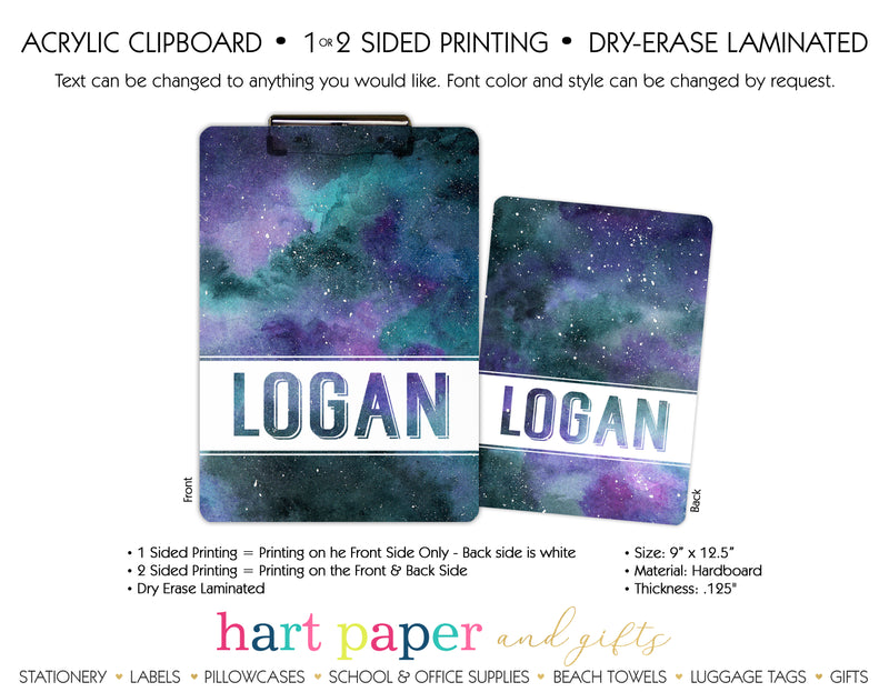 Space Galaxy Stars Sky Personalized Clipboard School & Office Supplies - Everything Nice