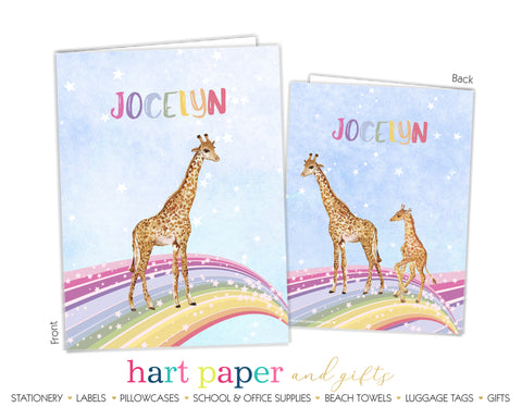 Giraffe Rainbow Personalized 2-Pocket Folder School & Office Supplies - Everything Nice