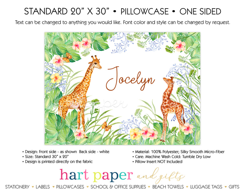Giraffe Personalized Pillowcase Pillowcases - Everything Nice