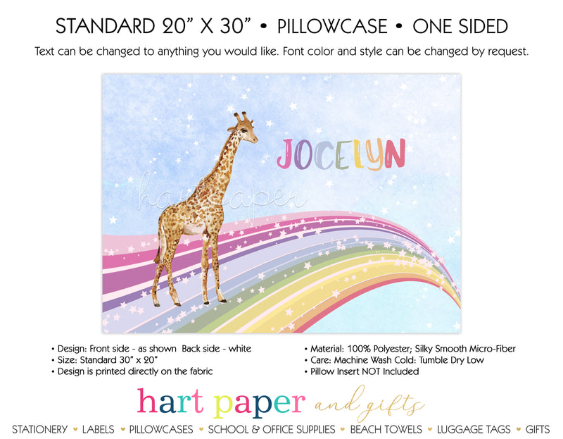 Giraffe Rainbow Personalized Pillowcase Pillowcases - Everything Nice