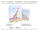 Rainbow Giraffe Personalized Notebook or Sketchbook School & Office Supplies - Everything Nice