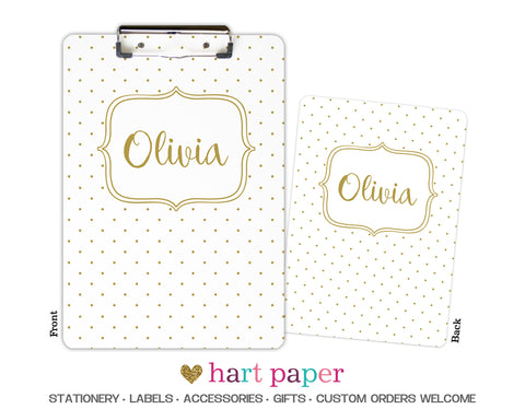 Gold Polka Dot Personalized Clipboard School & Office Supplies - Everything Nice