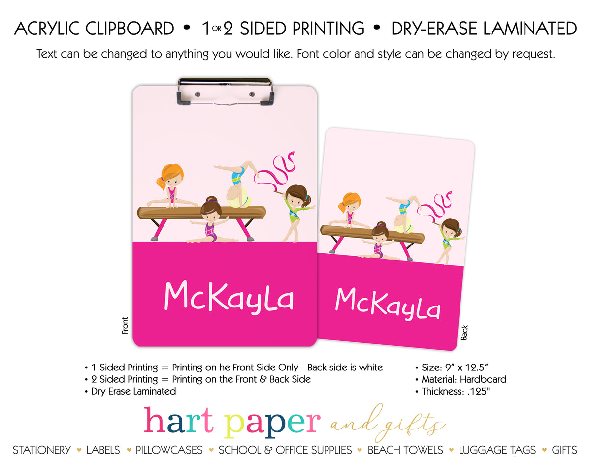 Gymnastics Personalized Clipboard School & Office Supplies - Everything Nice