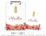 Pineapple Hibiscus Flower Hawaii Personalized Clipboard School & Office Supplies - Everything Nice