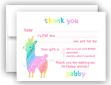 Llama Unicorn Thank You Cards Note Card Stationery •  Fill In the Blank Stationery Thank You Cards - Everything Nice
