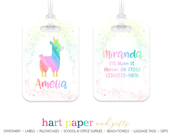 Llama Alpaca Rainbow Luggage Bag Tag School & Office Supplies - Everything Nice