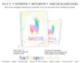 Rainbow Llama Personalized Notebook or Sketchbook School & Office Supplies - Everything Nice