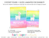 Llama Alpaca Rainbow Personalized 2-Pocket Folder School & Office Supplies - Everything Nice