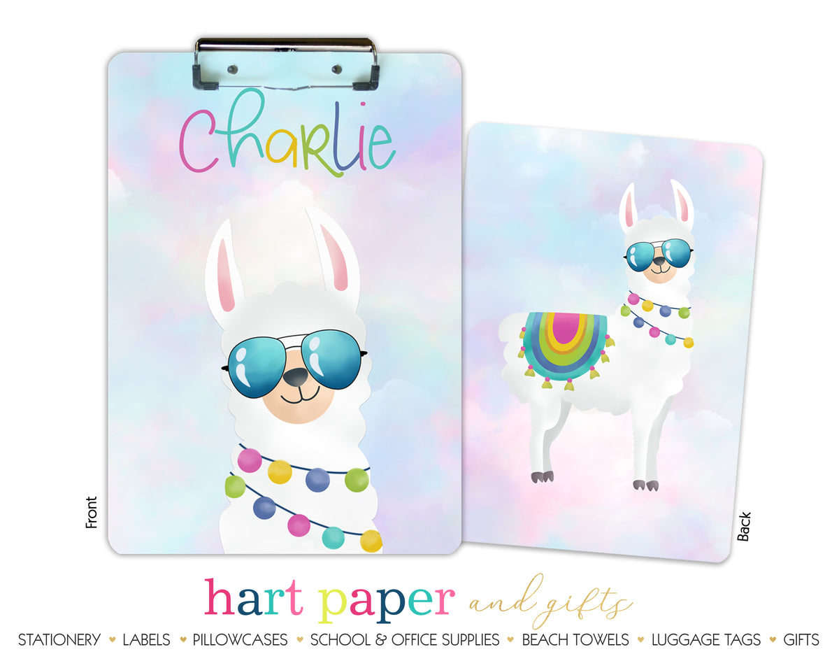 Rainbow Llama Personalized Clipboard School & Office Supplies - Everything Nice