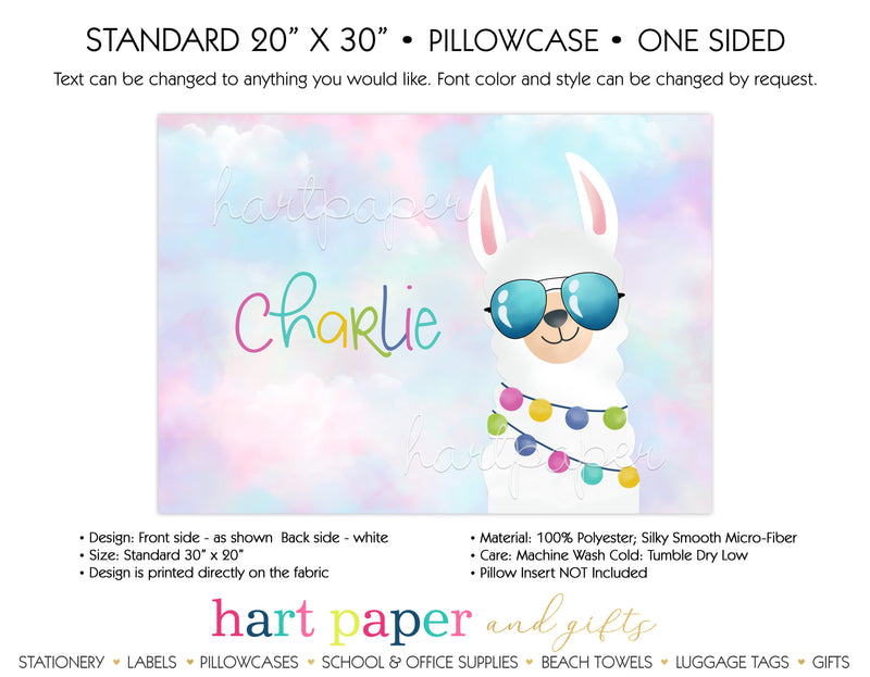 Rainbow Llama Personalized Pillowcase Pillowcases - Everything Nice