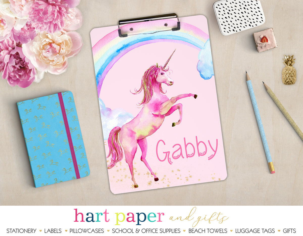Rainbow Unicorn Personalized Clipboard School & Office Supplies - Everything Nice