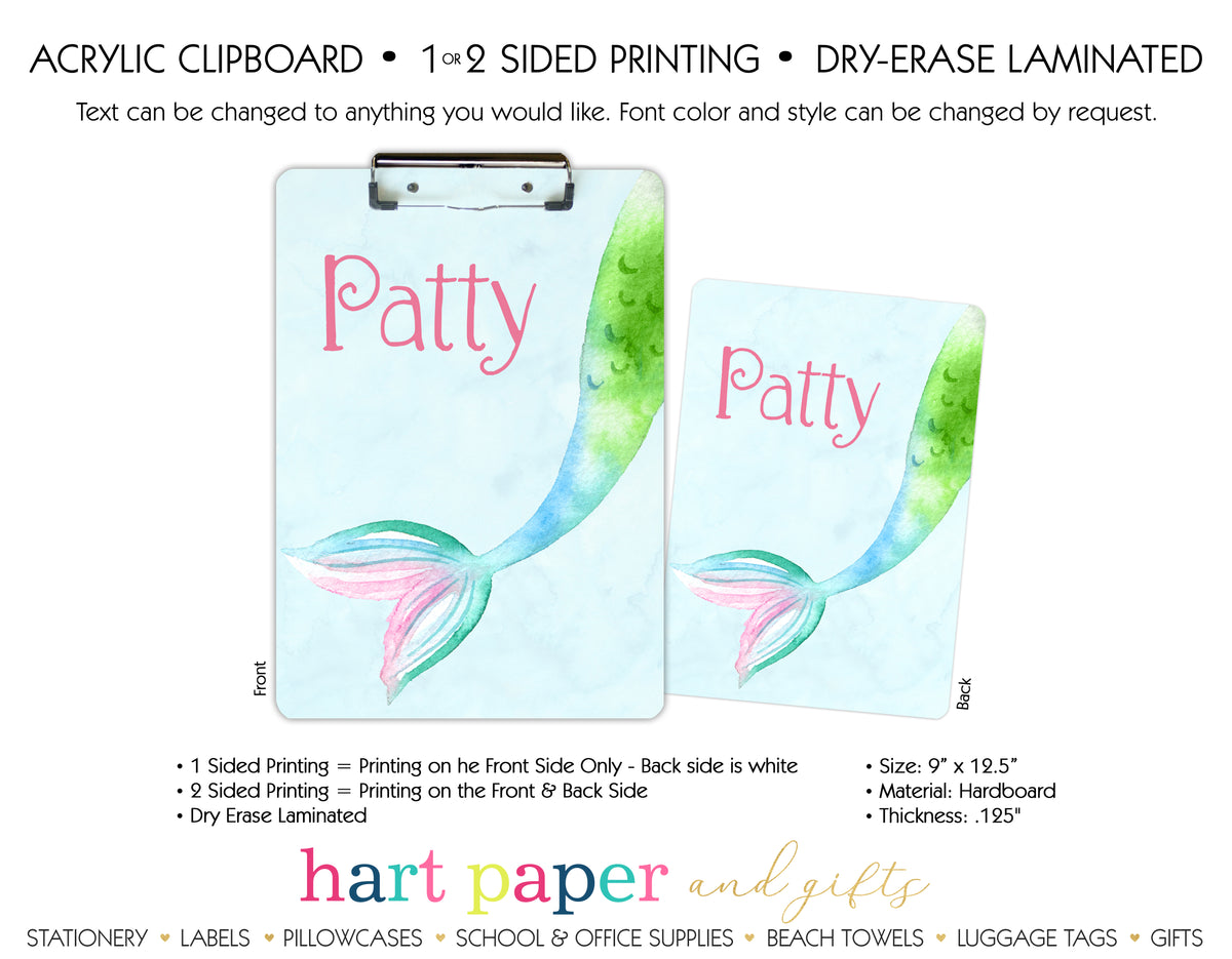 Mermaid Tail b Personalized Clipboard School & Office Supplies - Everything Nice