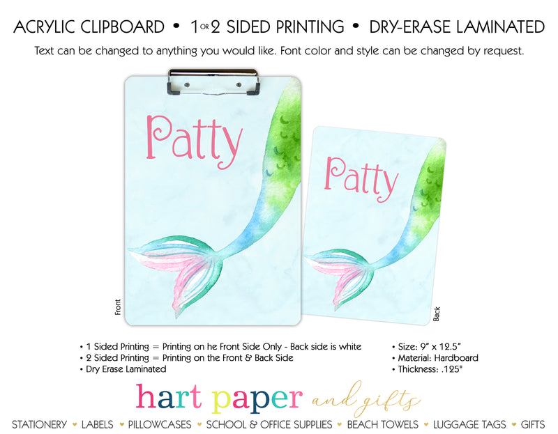 Mermaid Tail b Personalized Clipboard School & Office Supplies - Everything Nice