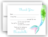Mermaid Tail Thank You Cards Note Card Stationery •  Fill In the Blank Stationery Thank You Cards - Everything Nice