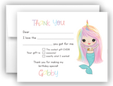 Mermaid Thank You Cards Note Card Stationery •  Fill In the Blank Stationery Thank You Cards - Everything Nice