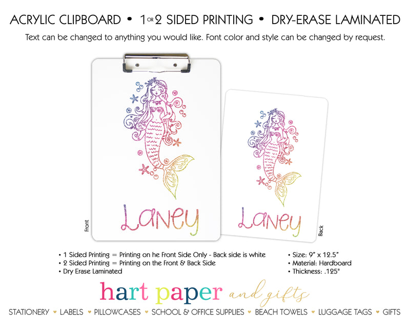 Mermaid c Personalized Clipboard School & Office Supplies - Everything Nice