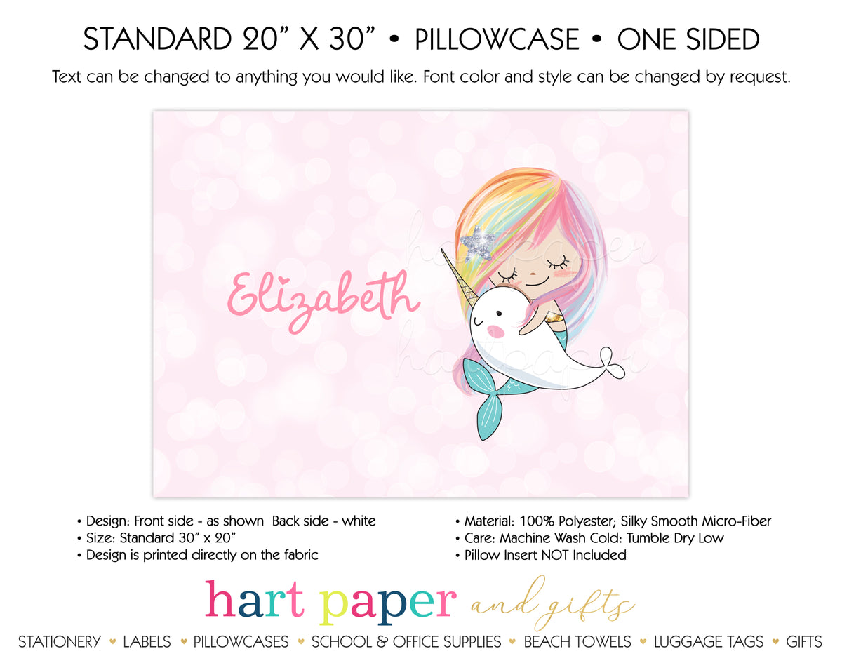 Rainbow Mermaid Narwhal Personalized Pillowcase Pillowcases - Everything Nice