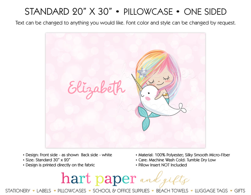 Rainbow Mermaid Narwhal Personalized Pillowcase Pillowcases - Everything Nice