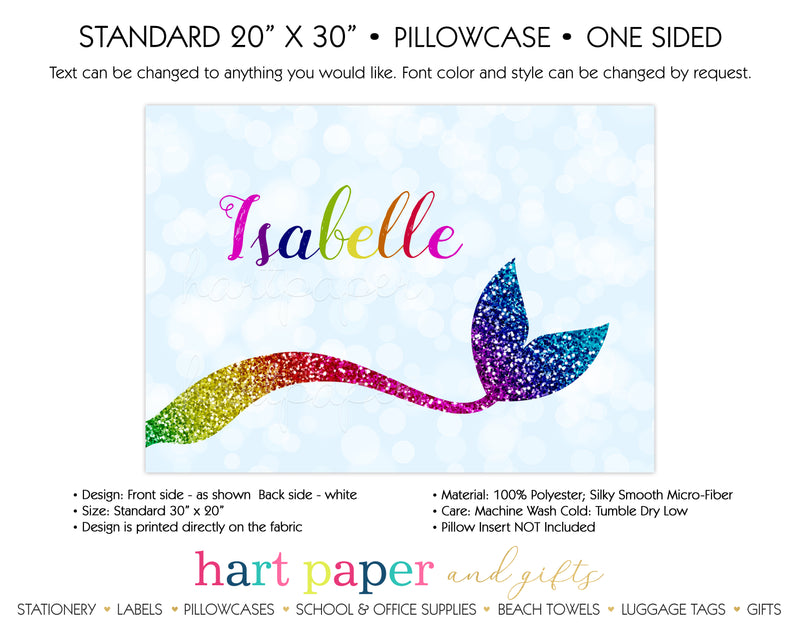 Rainbow Mermaid Tail Personalized Pillowcase Pillowcases - Everything Nice