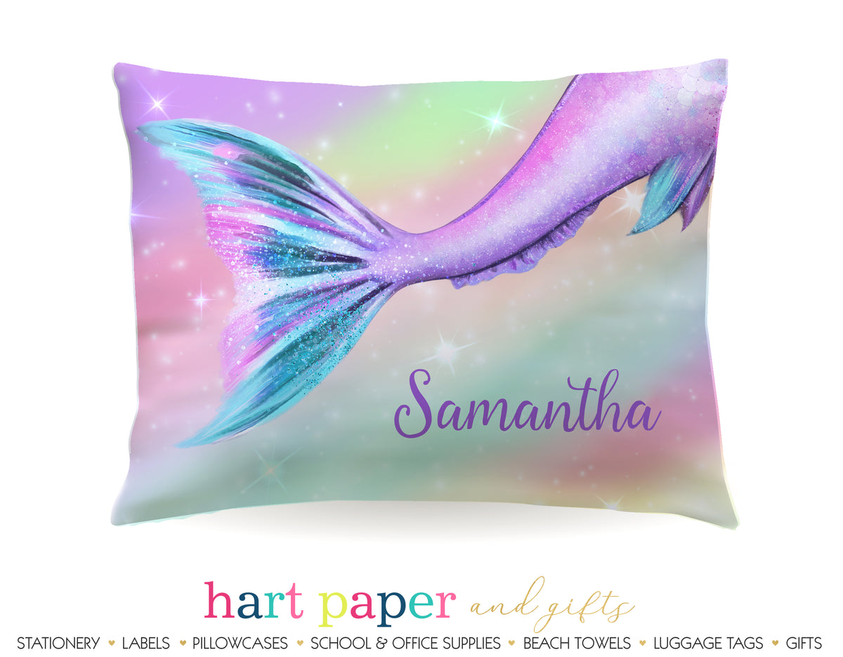 Rainbow Mermaid Tail Personalized Pillowcase Pillowcases - Everything Nice