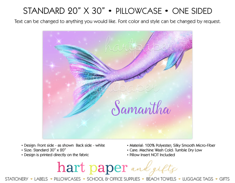 Rainbow Mermaid Tail Personalized Pillowcase Pillowcases - Everything Nice