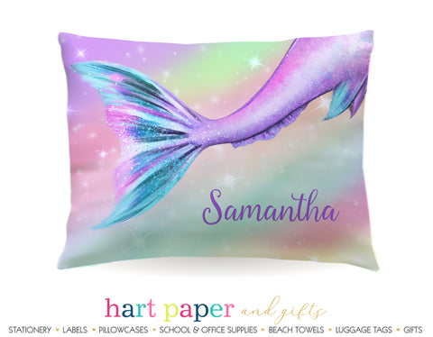 Rainbow Mermaid Tail Personalized Pillowcase Pillowcases - Everything Nice