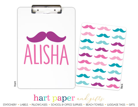Rainbow Mustache Personalized Clipboard School & Office Supplies - Everything Nice