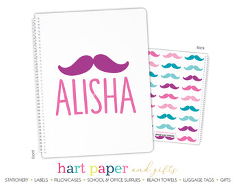Rainbow Mustache Personalized Notebook or Sketchbook School & Office Supplies - Everything Nice