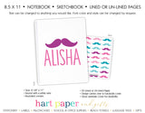 Rainbow Mustache Personalized Notebook or Sketchbook School & Office Supplies - Everything Nice