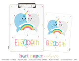 Narwhal Sea Unicorn Rainbow Personalized Clipboard School & Office Supplies - Everything Nice