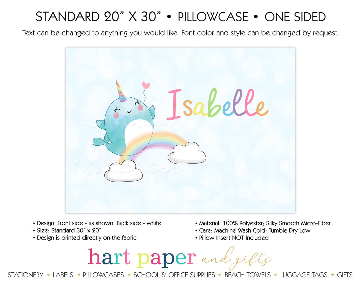 Narwhal Rainbow Personalized Pillowcase Pillowcases - Everything Nice