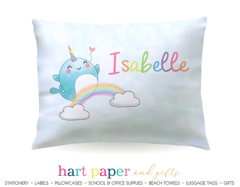 Narwhal Rainbow Personalized Pillowcase Pillowcases - Everything Nice