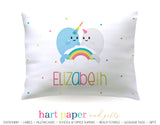Narwhal Rainbow Personalized Pillowcase Pillowcases - Everything Nice