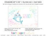 Narwhal Rainbow Personalized Pillowcase Pillowcases - Everything Nice