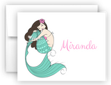 Mermaid c Thank You Cards Note Card Stationery •  Flat or Folded Stationery Thank You Cards - Everything Nice
